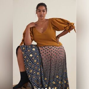 Anthropologie Maeve Puff-Sleeved Top - Golden Yellow Size L